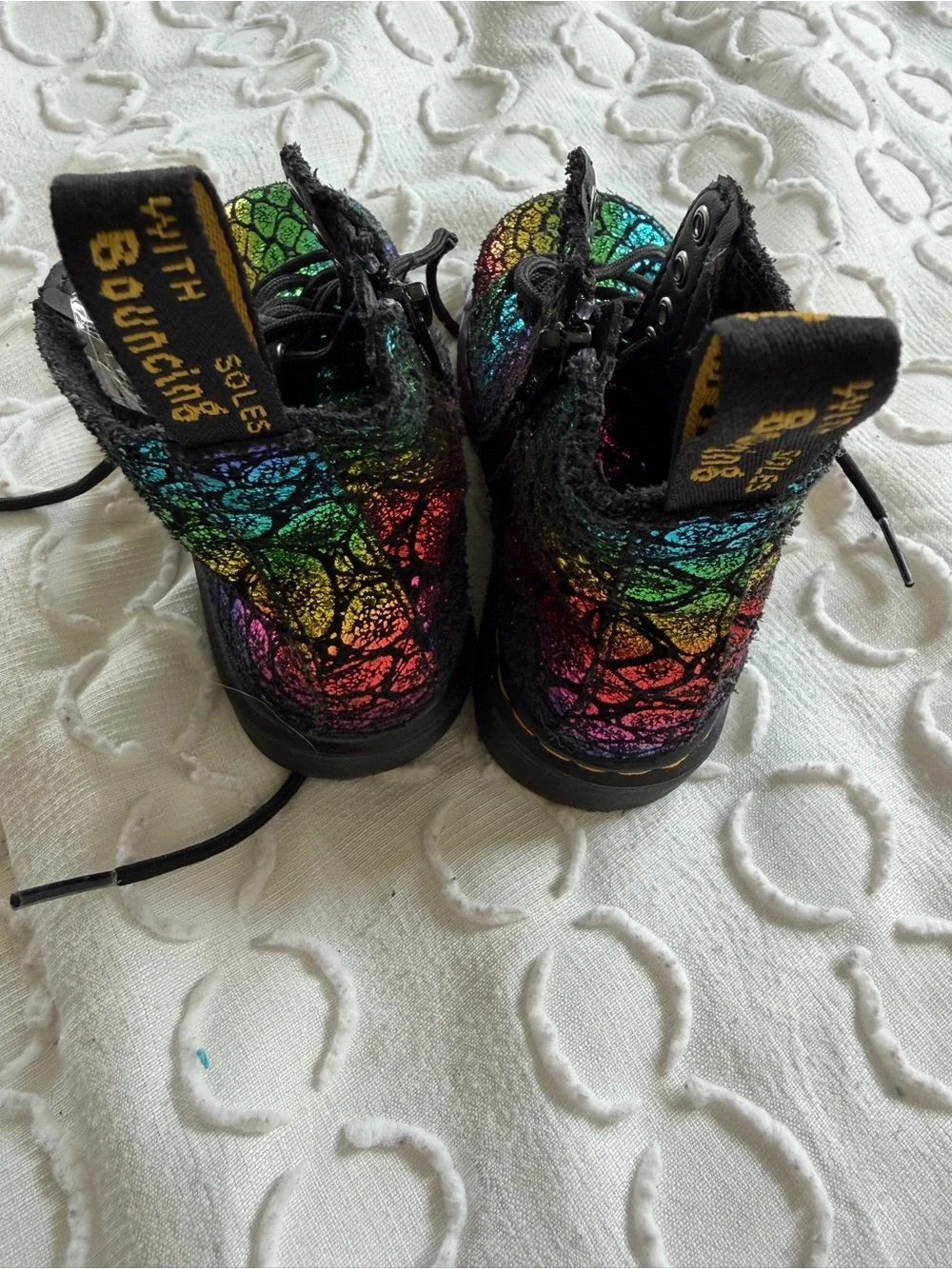 Toddler Doc Martens Rainbow Metallic Lace-Up Boots size 8